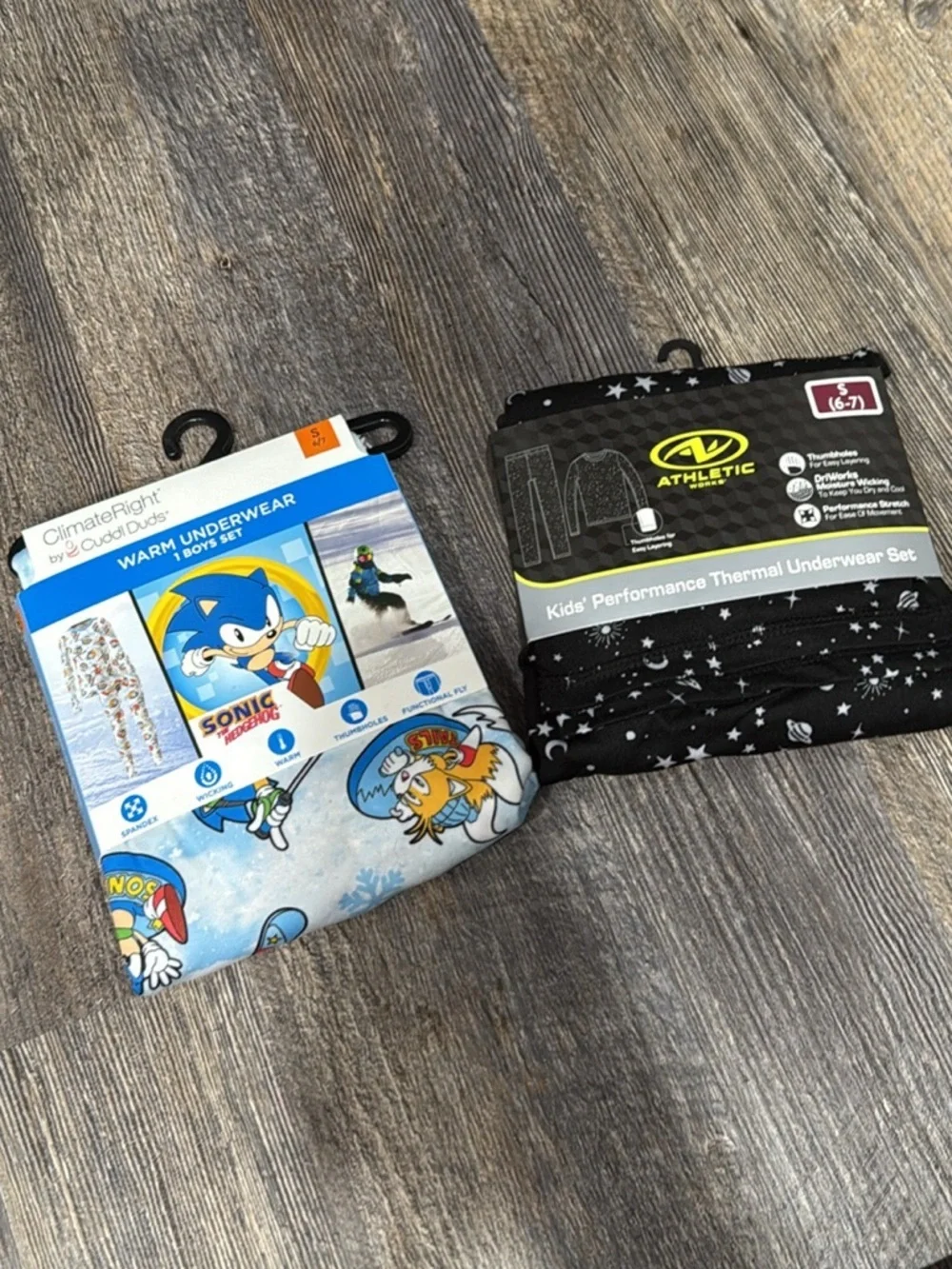 2 sonic and athletic works warm underwear set for kids